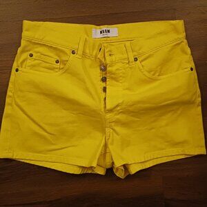 MSGM Milano Yellow Denim Jean Shorts Sz: 48 IT US 12 GUC